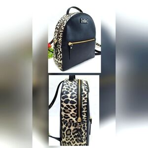 KATE SPADE New York | Sammy Grove Street | Black Leopard Leather Backpack